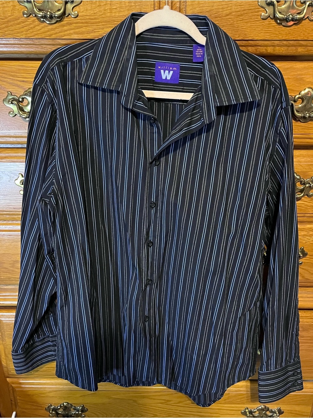 William Black & Blue Stripe Men's Dress Shirt